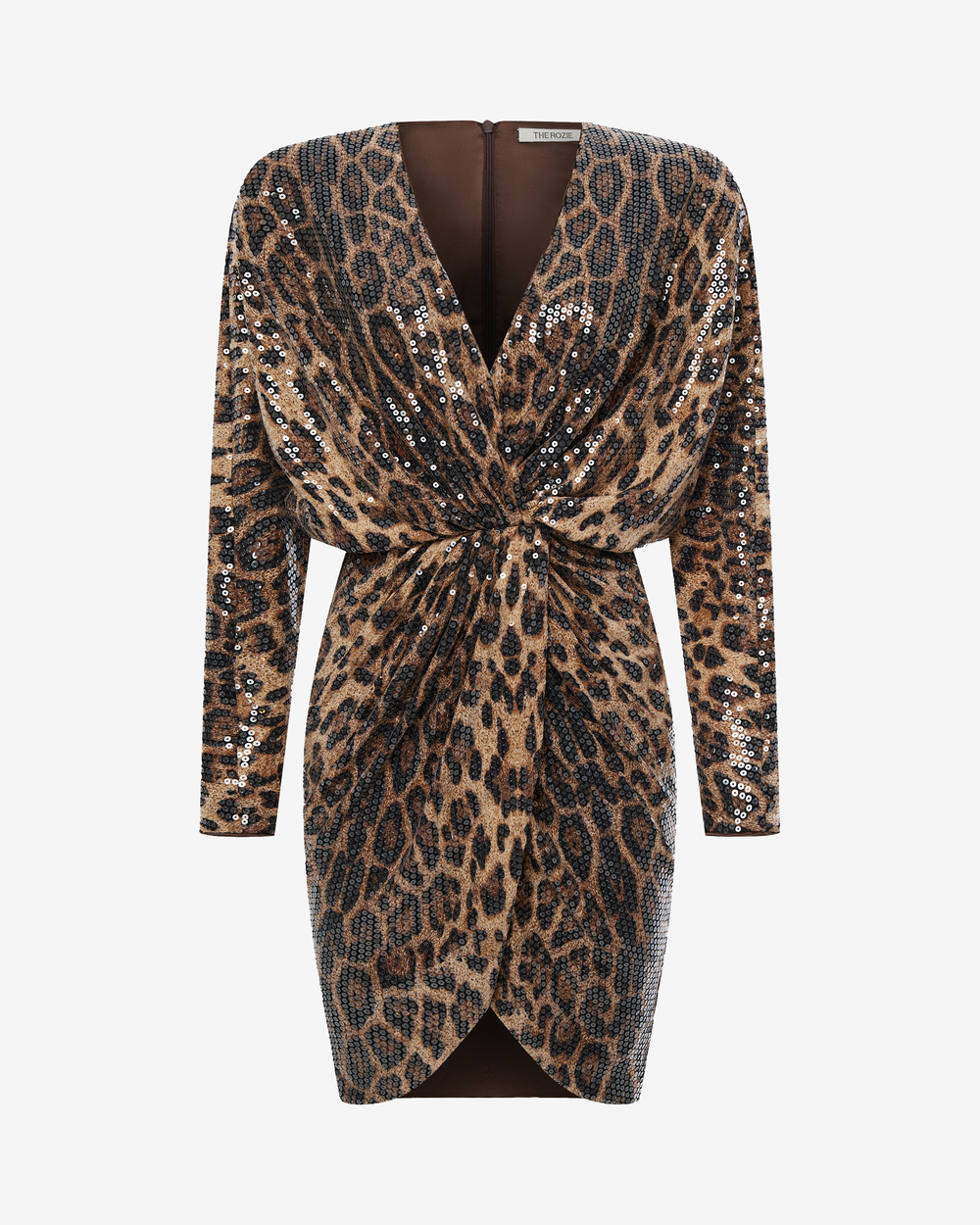 Платье миди из пайеток с леопардовым принтом