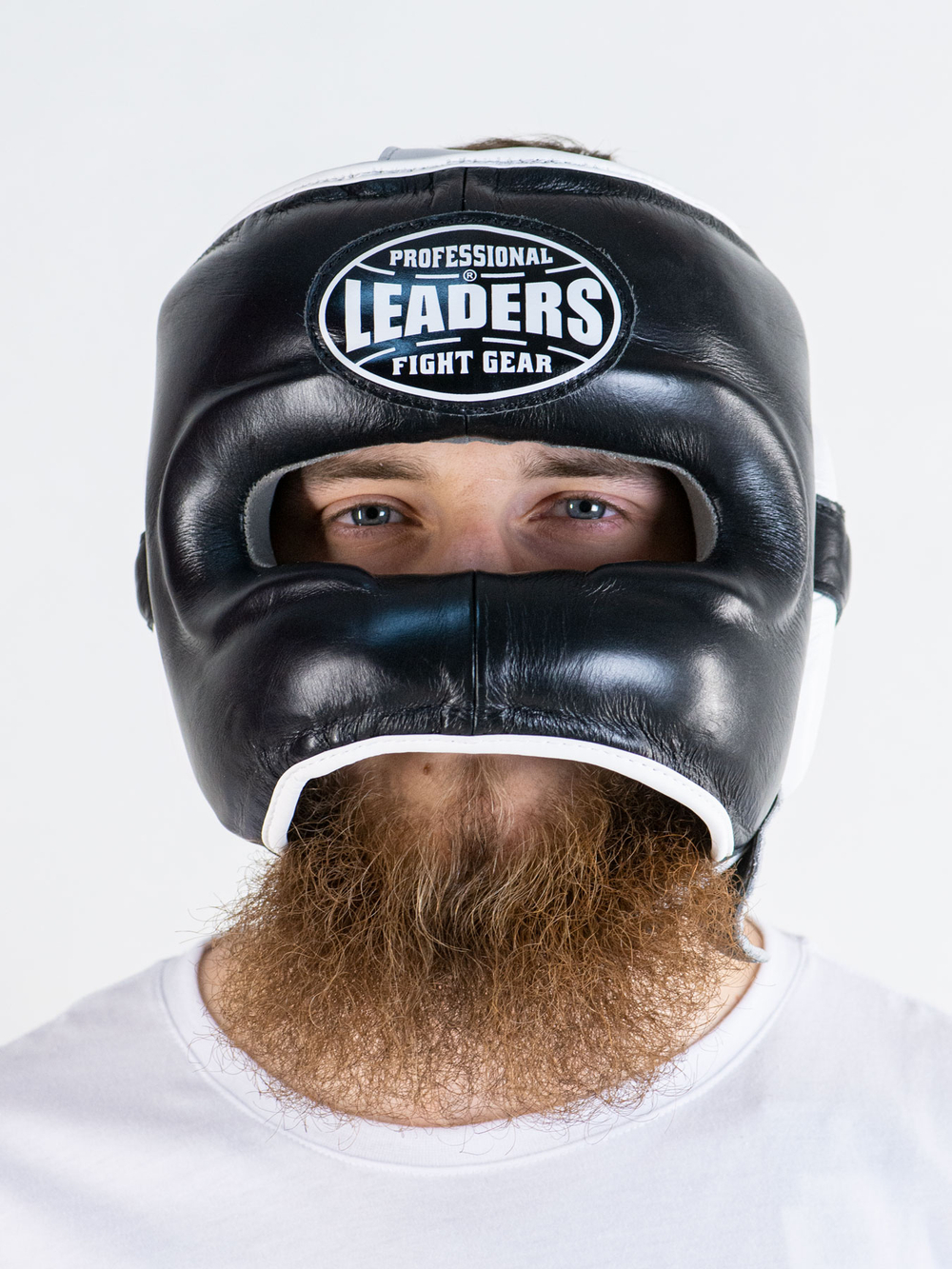 Шлем боксерский LEADERS LS с бамперной защитой (черный / белый) BK/WH