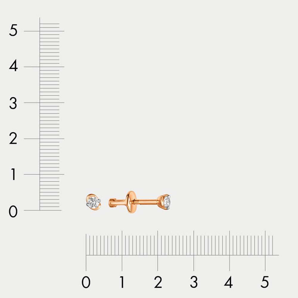 Женские серьги-пусеты из розового золота 585 пробы с фианитами (арт. 009012-1102)