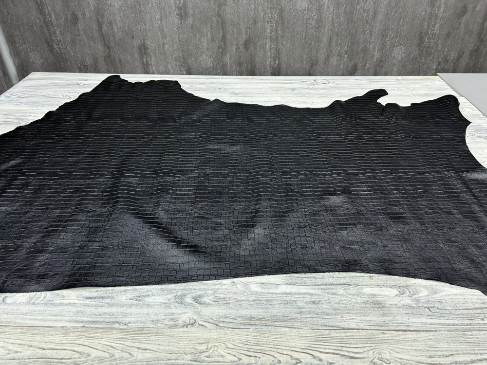 Крокодил цв. Черный / Nappa Croco Nero, толщ. 0,9-1,1 мм, натуральная кожа