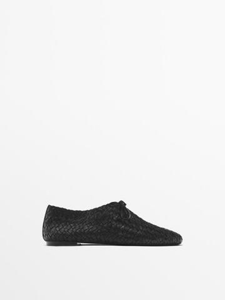 Massimo Dutti Плетеные балетки, черный