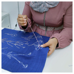 Чехол на подушку IKEA AKERNEJLIKA (АКЕРНЕЙЛИКА), Синий с вышивкой, 50x50 см