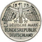 Germany, 5 Mark 1975 – European Heritage Year (Stuttgart Mint - "F"), AU