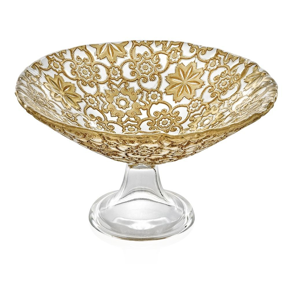 Ваза для фруктов 25см IVV Arabesque золотая Италия