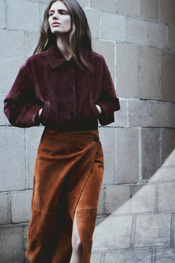 ZARA ЗАМШЕВАЯ КУРТКА — 100% КОЖА, БУРГУНДИ