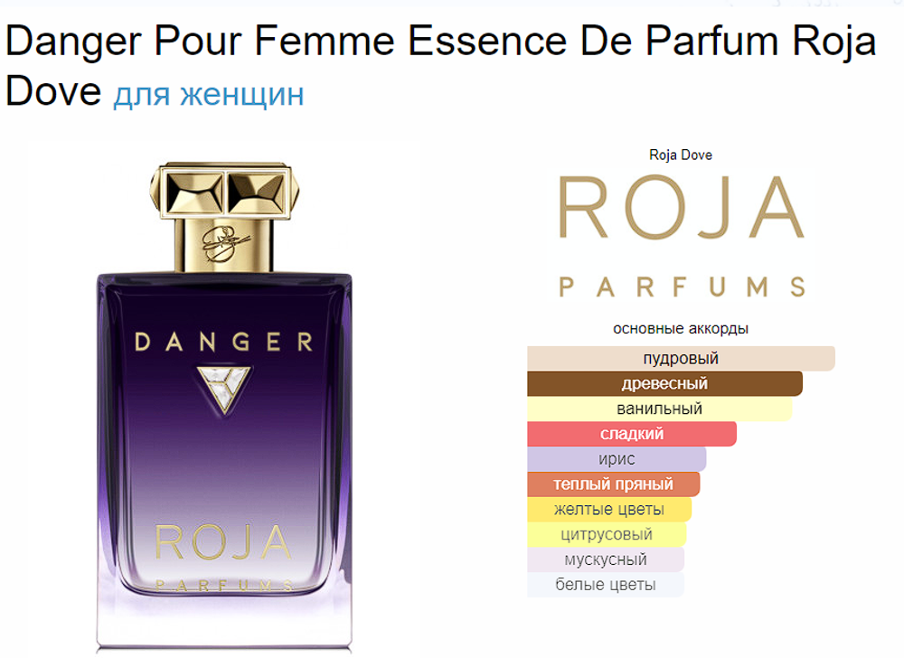 Roja Dove Danger Pour Femme Essence De Parfum 100 ml (duty free парфюмерия)
