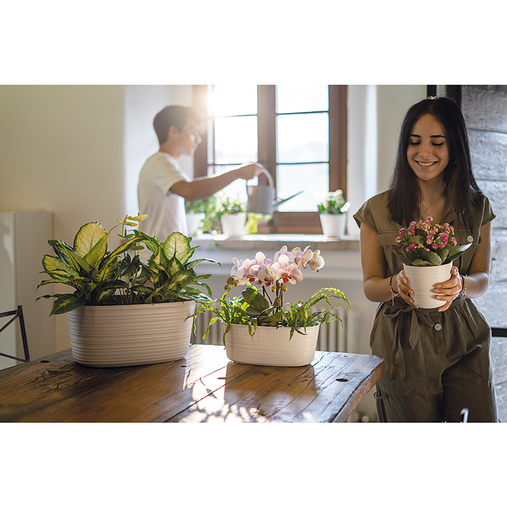 Кашпо для комнатных растений большое tierra, серо-бежевое