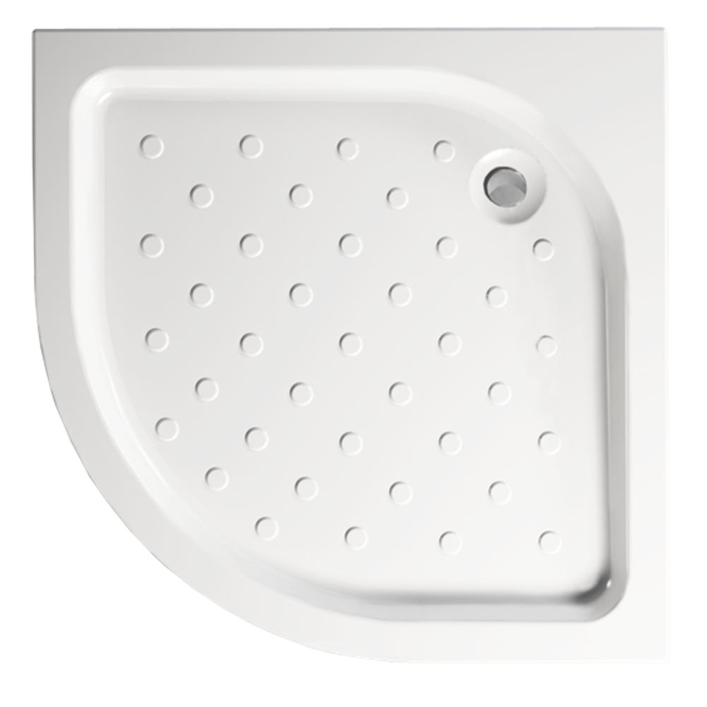 Акриловый душевой поддон 1/4 КРУГА 900 Classic N (d слив.отверстия = 90 мм, внутр.h=от 45-69 мм, сварная рама, несъемный декор.экран) без сифона