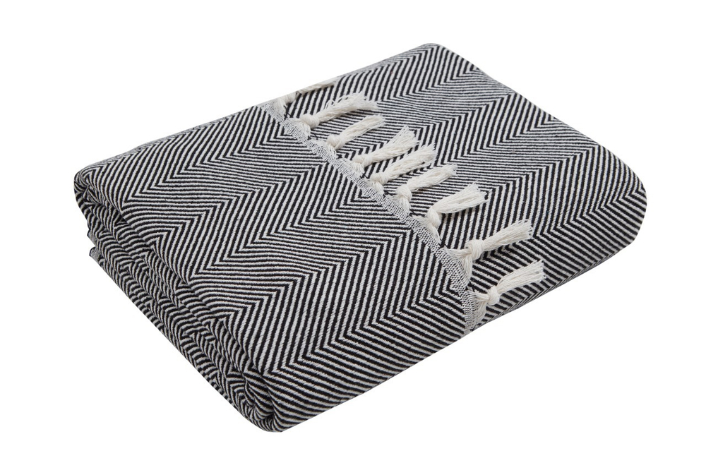 Плед-покрывало из хлопка "Venera", Ёлочка, цвет Антрацит