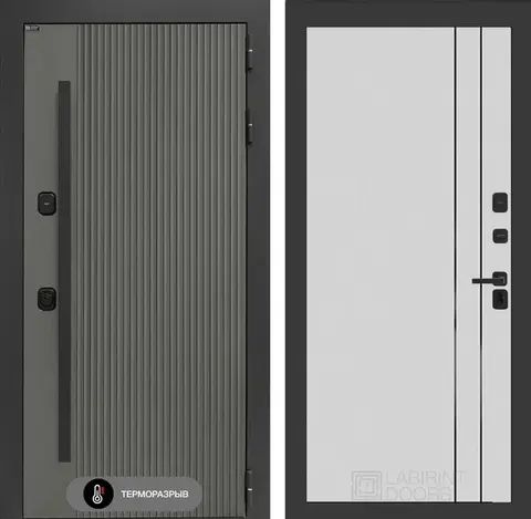 Уличная входная дверь с терморазрывом Термолаб 1 тепло 10 Белый софт рельеф, с текстурой