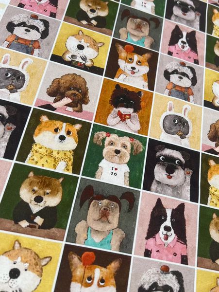 Купон 54 x110 cm, ЗАБАВНЫЕ МИНИ СОБАЧКИ, 11 рядов 100% хлопок 3