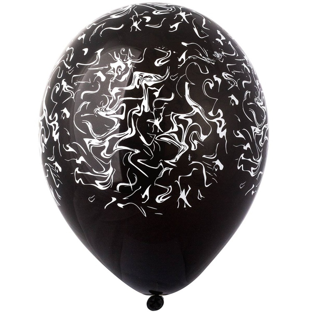 Шар латексный 35см Мрамор (Черный)