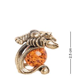 AM- 318 Фигурка «Знак зодиака - Рак» (латунь, янтарь)