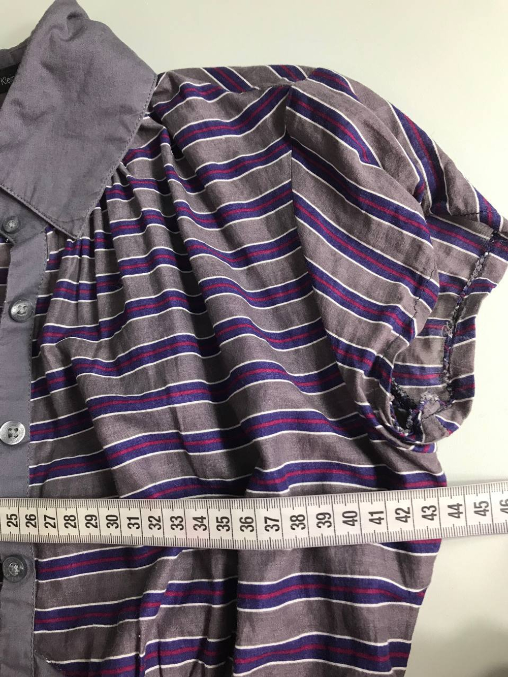Рубашка комбинированная из хлопка, под джинсы, маркировка S, визуально на 42-44 размер