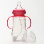 4780651 Бутылочка для кормления силиконовая, с ручками, 240 мл., цвет розовый, антиколик