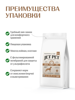 Jet Pet Work корм для взрослых собак всех пород, индейка, 12 кг