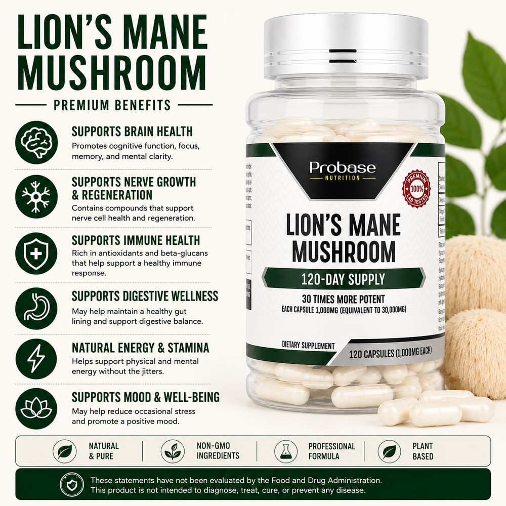 Probase Nutrition, Гриб львиная грива, 100 мг, 120 капсул