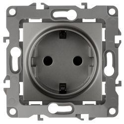 Розетка ЭРА Серия 12 12-2102-12 2P+E Schuko со шторками 16A-250В IP20 графит