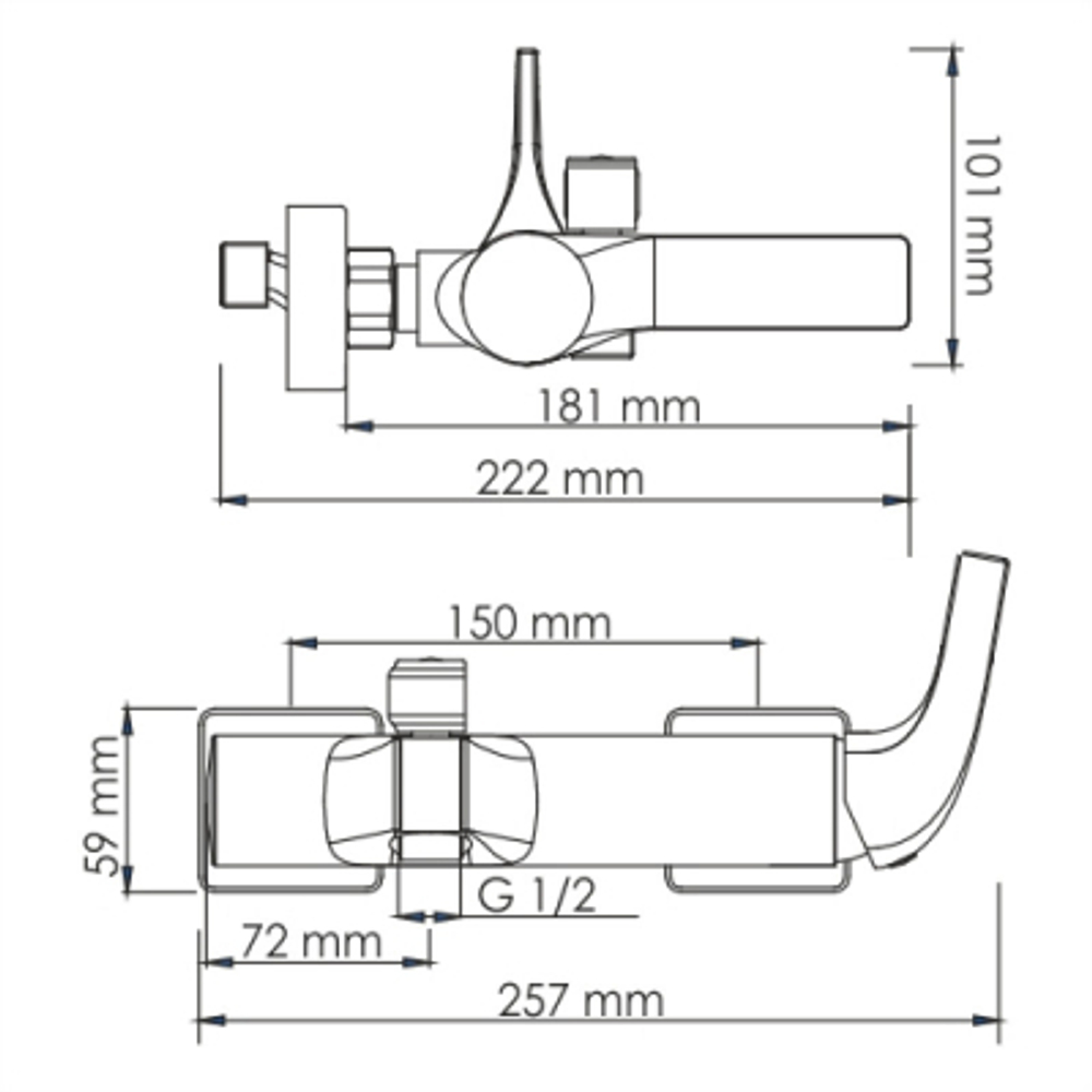 Смеситель WasserKraft для ванны Глянец Золото 22,2x25,7x10,1 см