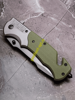 Тактический складной нож Browning со стеклоотбоем и стропорезом Зеленый