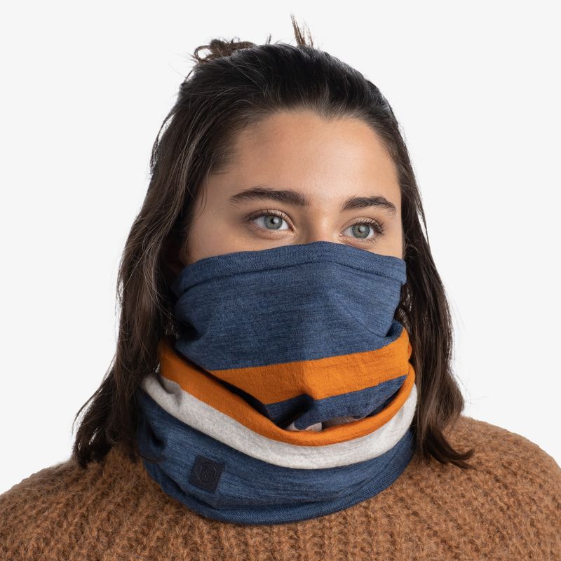 Тонкий шерстяной шарф-труба Buff Wool Move lightweight Steel Blue Фото 4