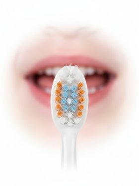 Зубная щетка Dentissimo, для детей от 6 лет, с разноуровневыми щетинками, оранжевая