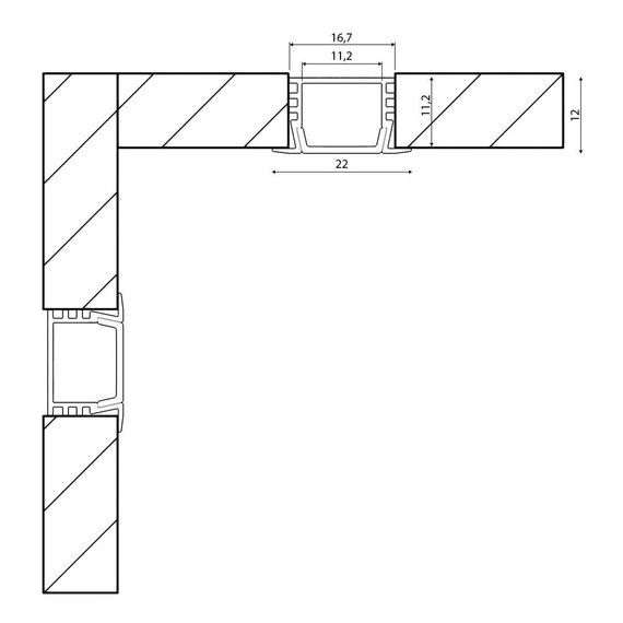 Встраиваемый профиль с рассеивателем SWG RC-2212 002452