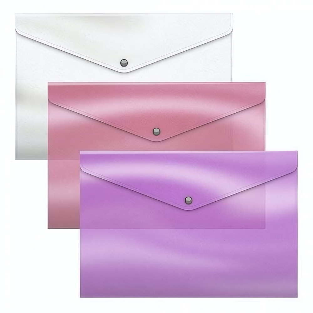 Папка-конверт на кнопке A4, Glossy Candy, полупроз ассорти (ErichKrause)