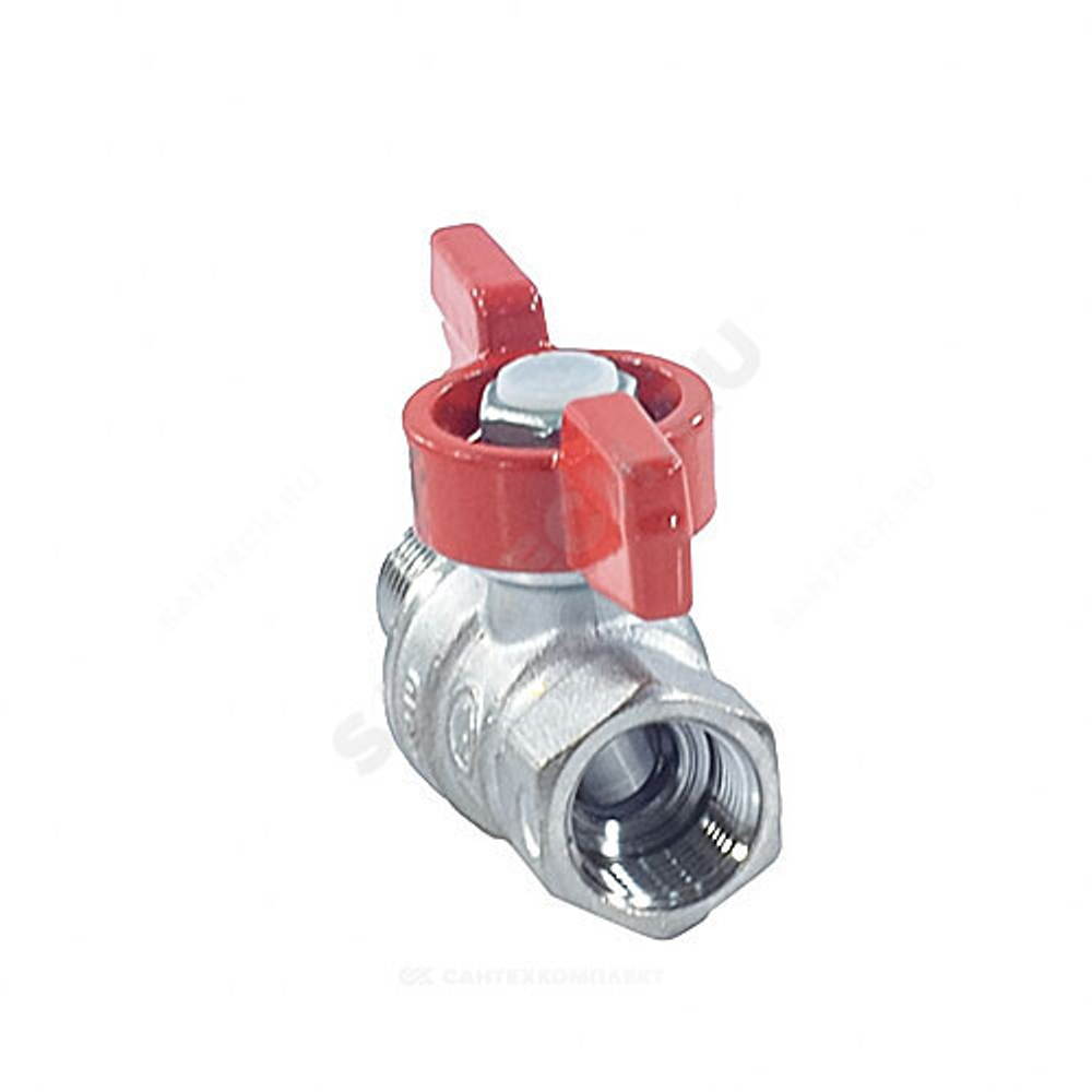 Кран шаровой латунь хром R254D Ду 15 Ру42 ВР/НР бабочка красная Giacomini R254X003