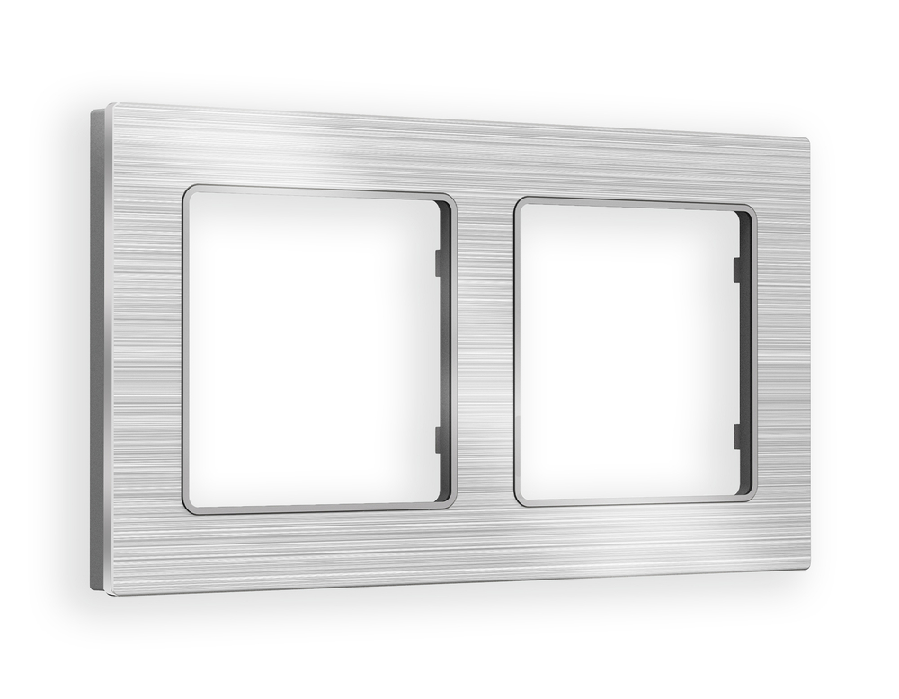 AF550102 Рамка ALFA Platos (Серебро Металл шлифованный) 2-ая