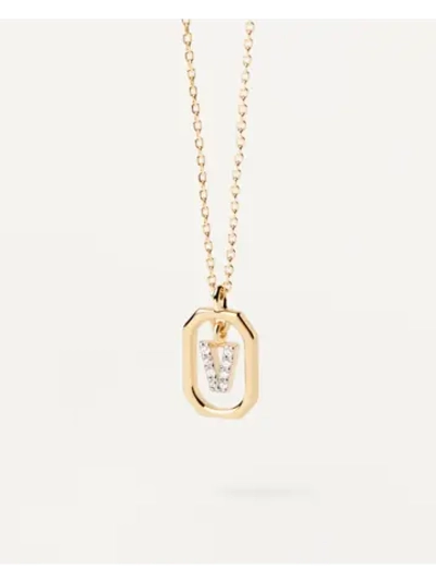 Колье Мини-Буква V серебро 925 пробы покрытое золотом