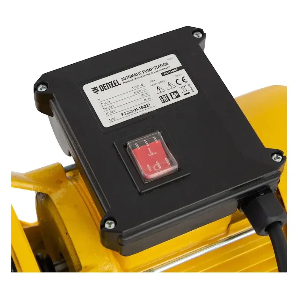 DENZEL PS1100С насосная станция 1100 вт, 4500 л/ч, ресивер 24 л, высота подъема 46 м 97215