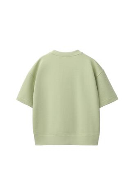 ZARA ТОЛСТОВКА С КОРОТКИМИ РУКАВАМИ И РЕЛЬЕФНОЙ НАДПИСЬЮ, ЛИНЯЛЫЙ ЗЕЛЕНЫЙ