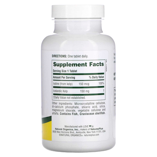 NaturesPlus, исландский келп, 300 таблеток (150 мг в каждой таблетке)