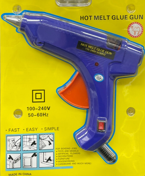 DK-K1 / Клеевой пистолет для рукоделия (горячего клея) синий и клеевых стержней 7 мм., 20 Ватт