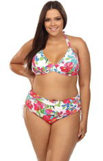 Купальник plus size с ярким цветочным принтом (Размер: 80C/40) (Цвет: разноцветный)