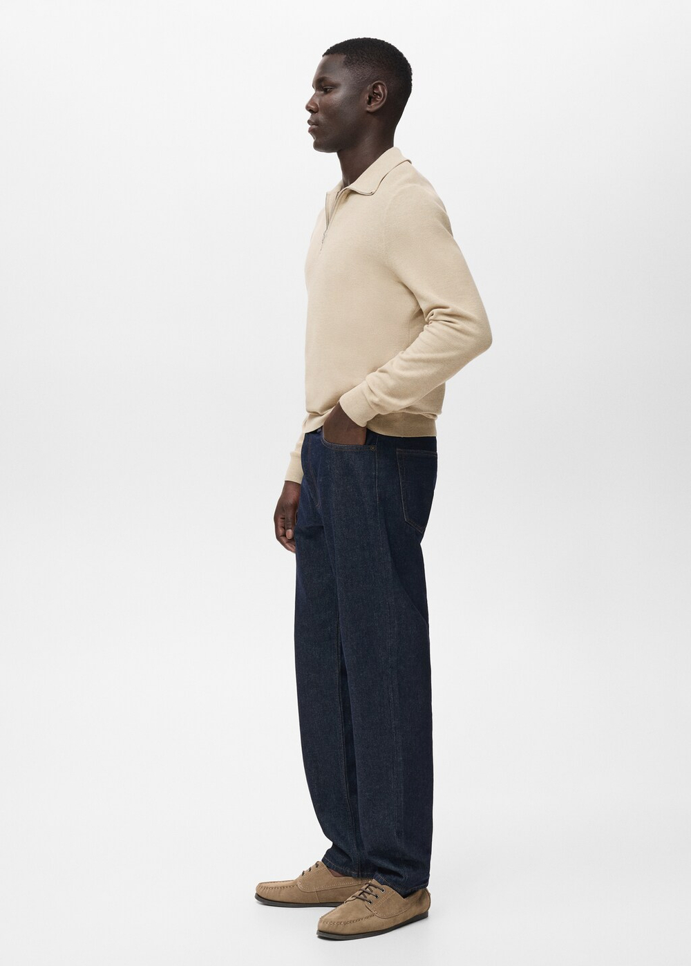 Джемпер с микроструктурой и воротником на молнии