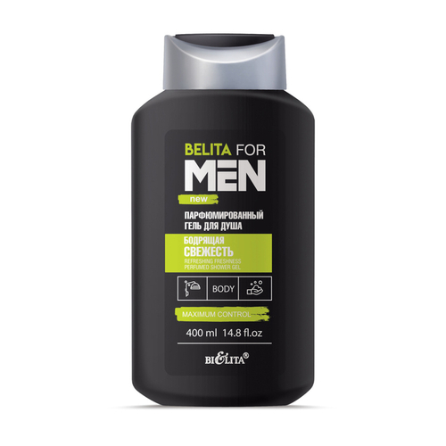 BELITA FOR MEN Гель для душа Парфюмированный БОДРЯЩАЯ СВЕЖЕСТЬ 400мл