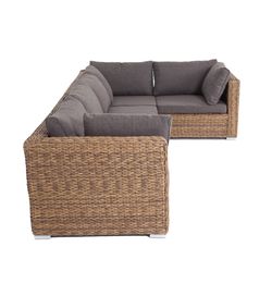 "Лунго" трансформирующийся диван из искусственного ротанга (гиацинт), цвет соломенный