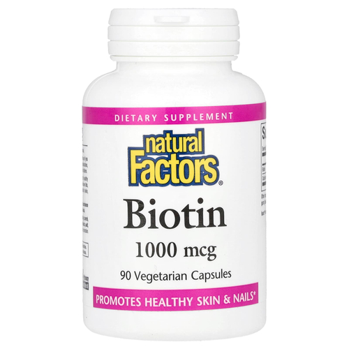 Natural Factors, Биотин, 1000 мкг, 90 вегетарианских капсул