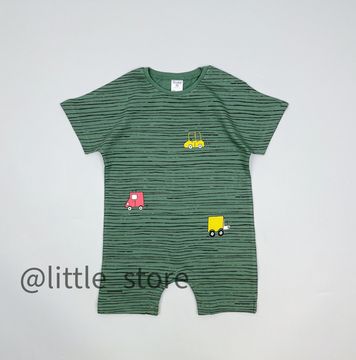 Песочник хлопковый "Машинки" полоска на хаки