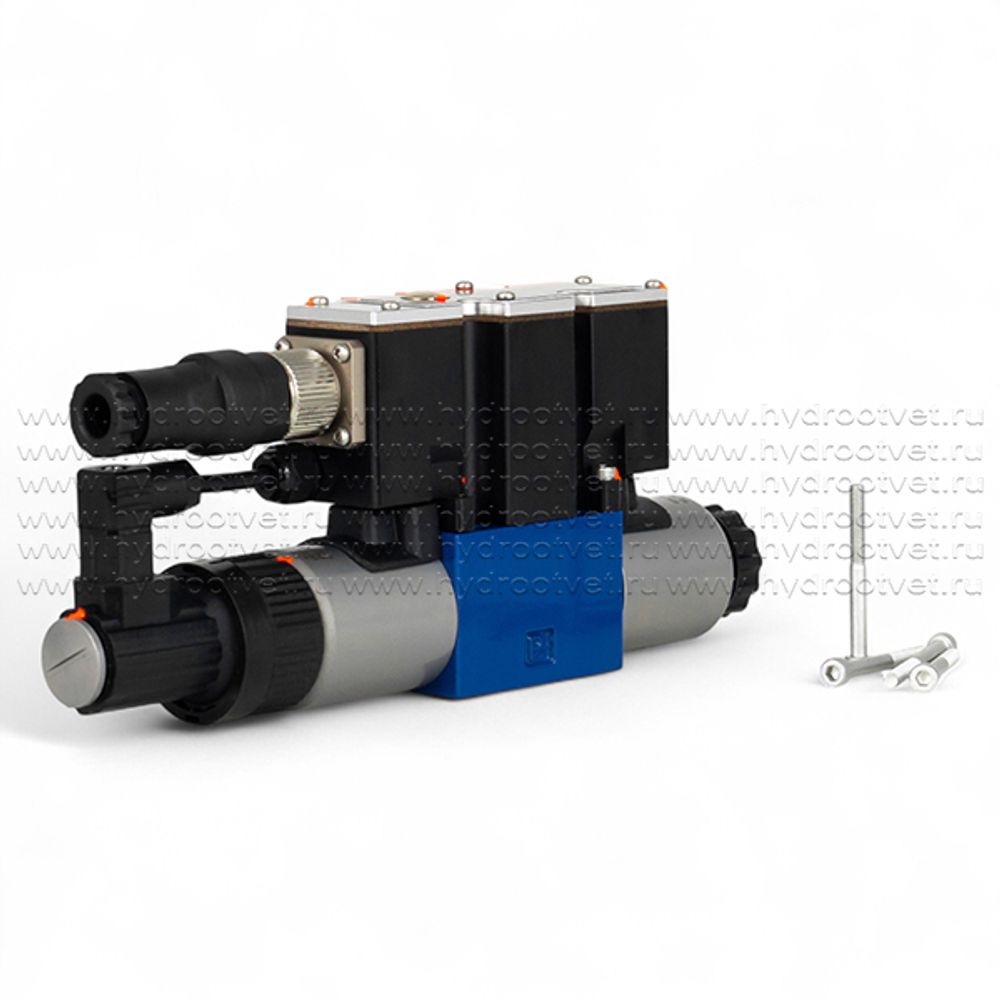 4WREE6E08-2X/G24K31/A1V - Пропорциональный распределитель с обратной связью по положению золотника со встроенным усилителем Ду6, A1 = ±10 В, номинальный расход 8 л/мин, схема E