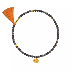 браслет из синего агата с тыквенной кистью