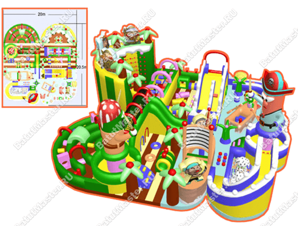 Надувной батут "Детский мегапарк" 18*18*8 м