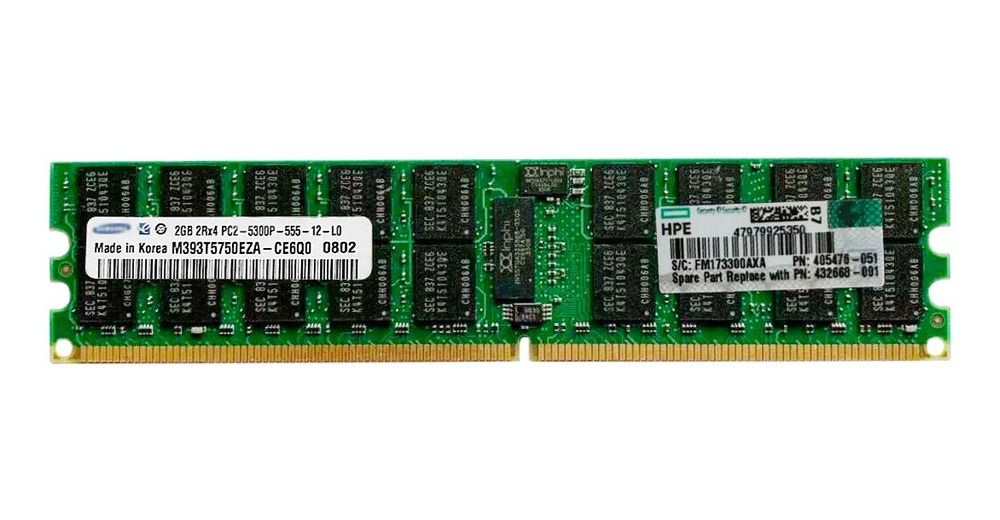 Оперативная память HP DIMM 2Gb PC2-5300 DDR2-667 ECC 432668-001