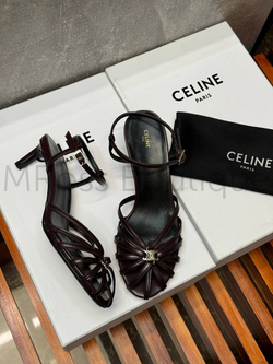 Босоножки кожаные коричневого цвета Celine Triomphe