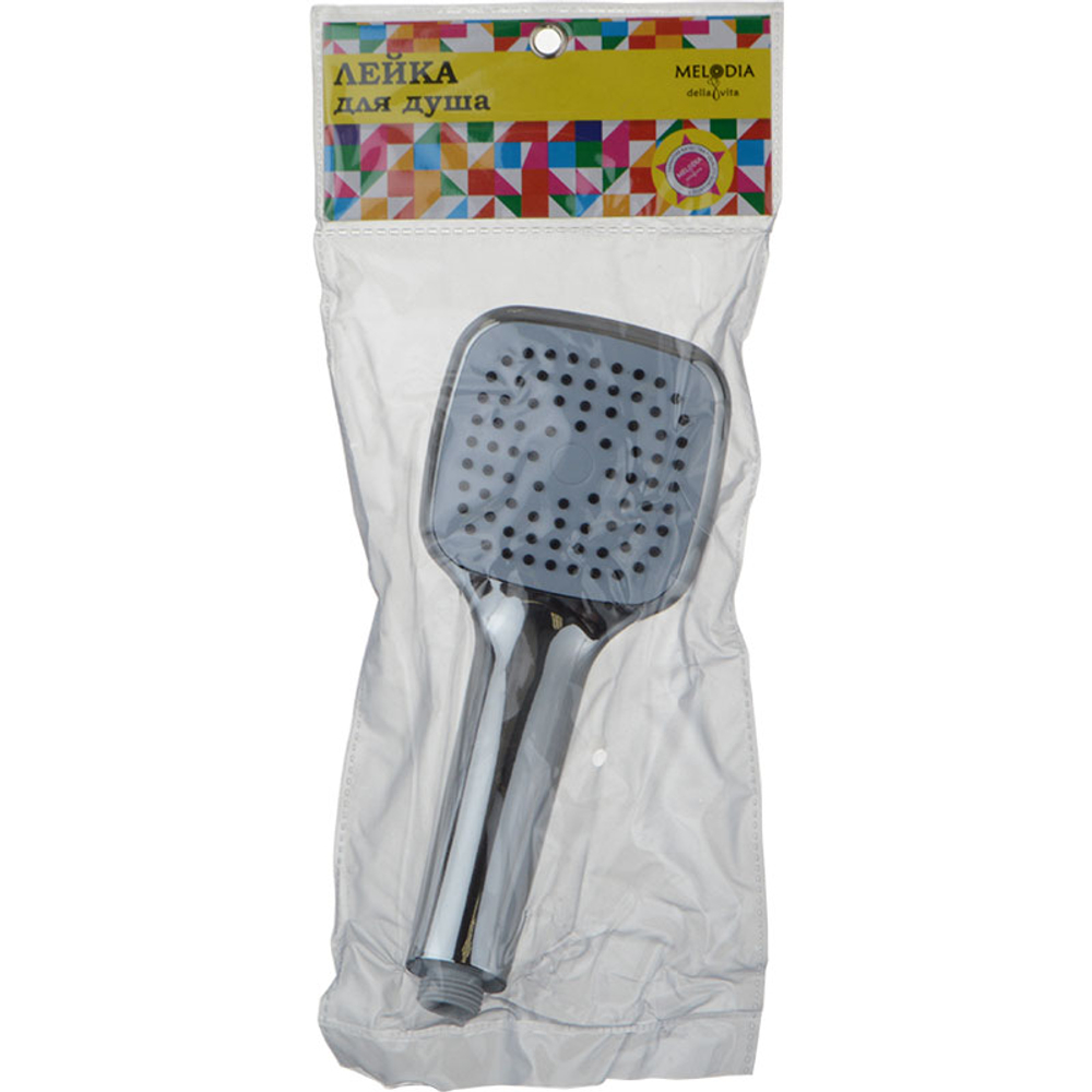 Лейка MELODIA квадрат 1 функция, 80х80мм, хром/серый MKP20436