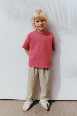 ZARA БАЗОВАЯ ФУТБОЛКА HEAVY WEIGHT, ФУКСИЯ