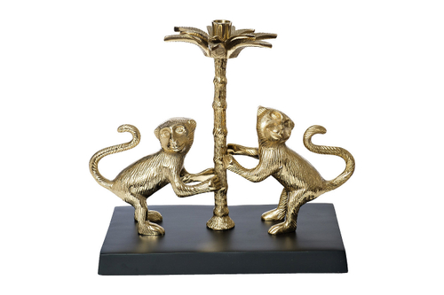 Подсвечник / Подсвечник декоративный / Подсвечник интерьерный / Подсвечник новогодний Garda Decor "Обезьянки" золотой