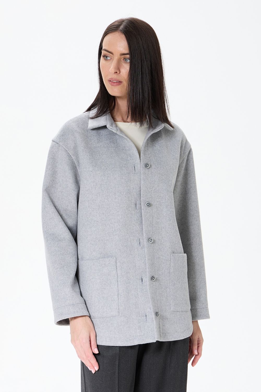 Куртка-Бостон серая шерсть